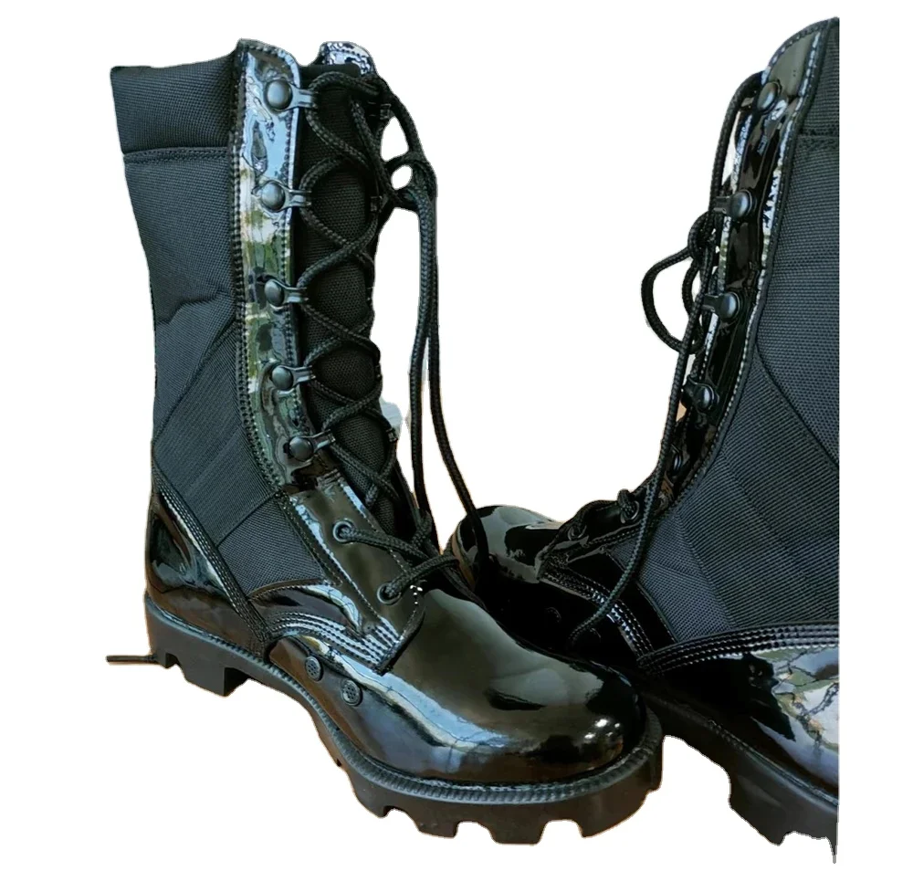 TSB906 высокое качество DMS строительство Действие кожа 11 дюймов 28 см блестящие Тактические длинные сапоги