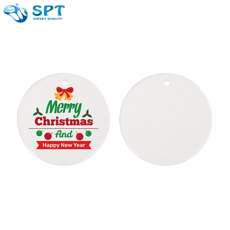 In Stock Low Moq Personalized Felt Christmas Round Flat Ornament For Hanging