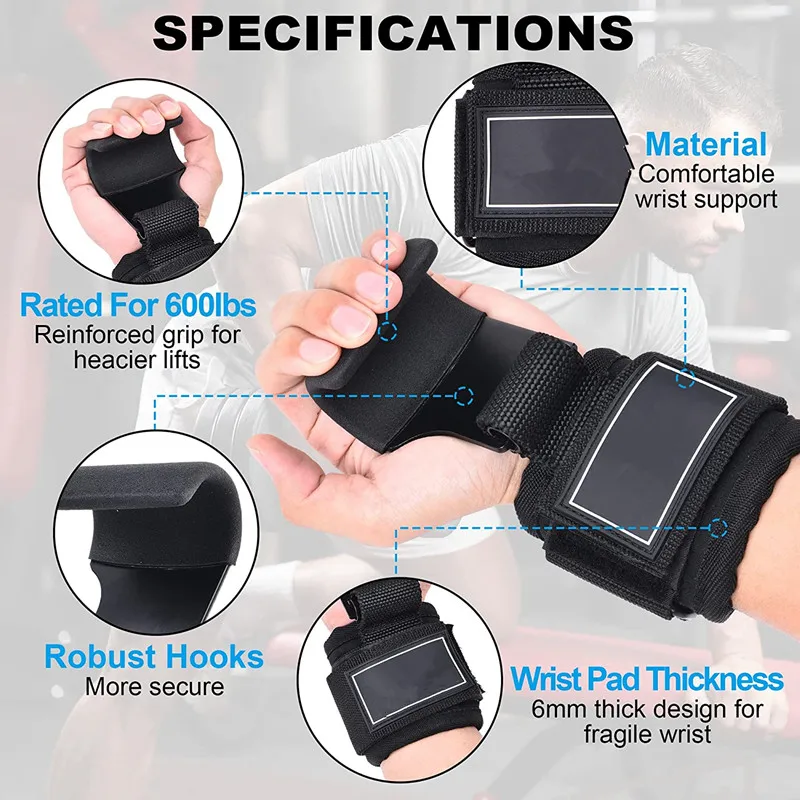 Wholesale Fitness Custom Logo Weightlifting Gym Weight Lifting Hook Straps