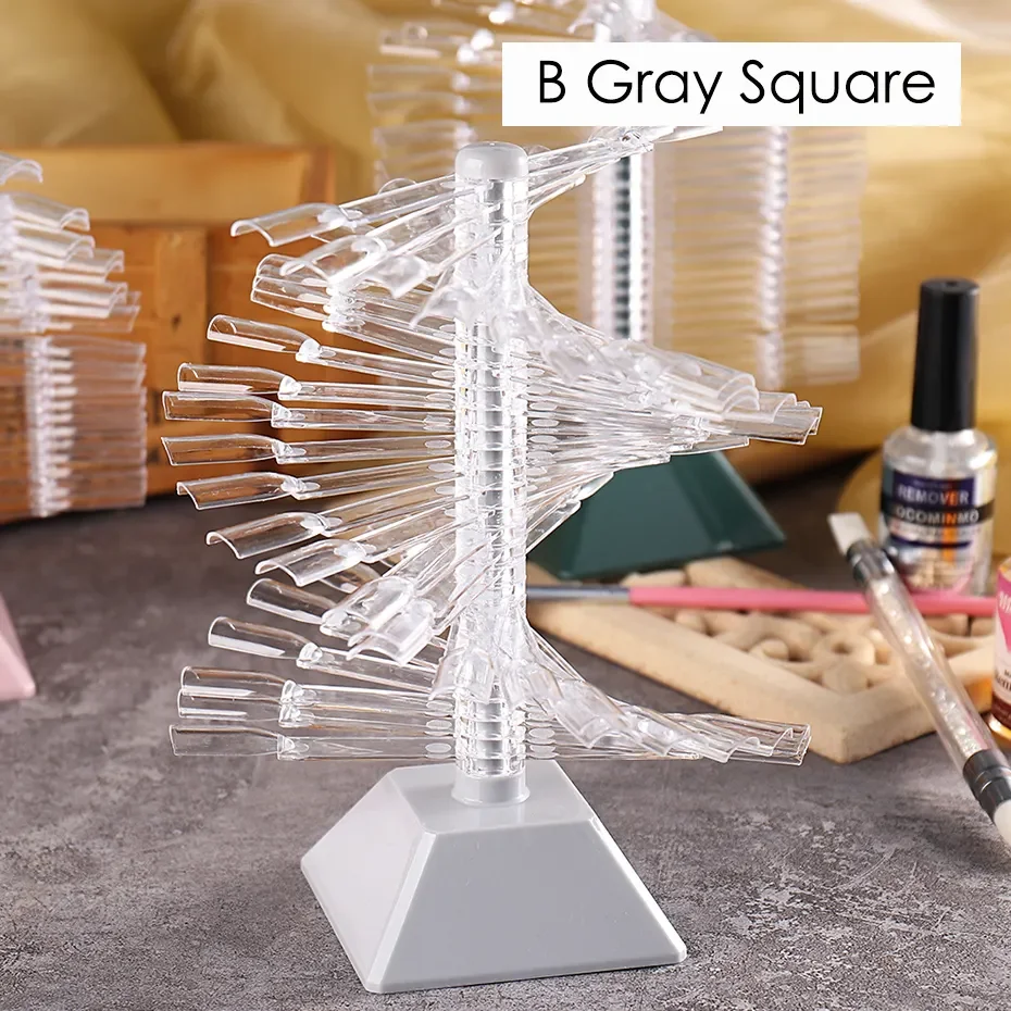 60pcs Clear Natural Nail Tips Swatches Spiral Color Card Manicure Diy False Nail Polish Display Stand Practice Chart Palette