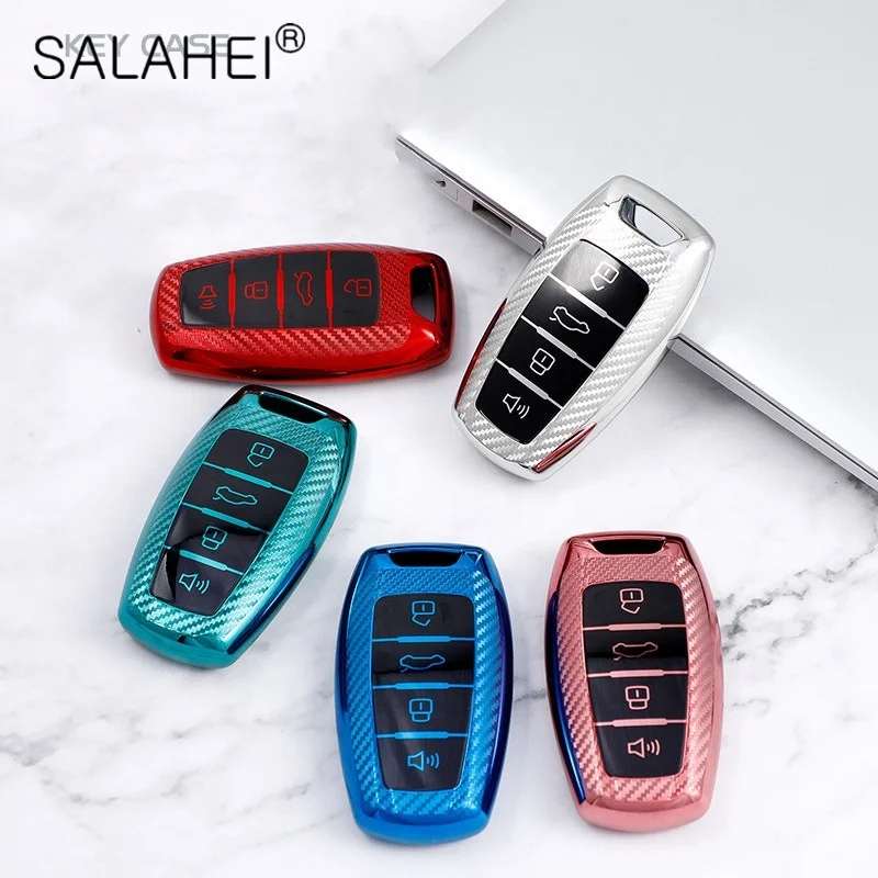 Fashion Soft TPU Carbon fiber Car Key Case Cover Keychain For Great Wall Haval/Hover H6 H7 H4 H9 F5 F7 H2S Auto Key Shell Holder