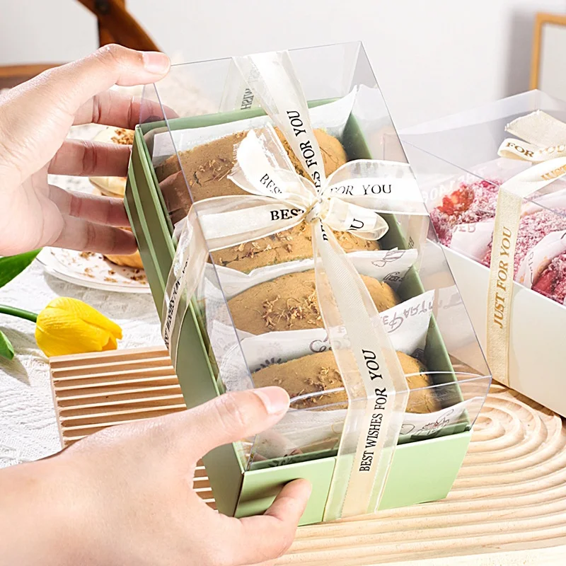 Transparent Lid Cake Box Macaron Dessert Cake Roll Boxes Baking Packaging Container