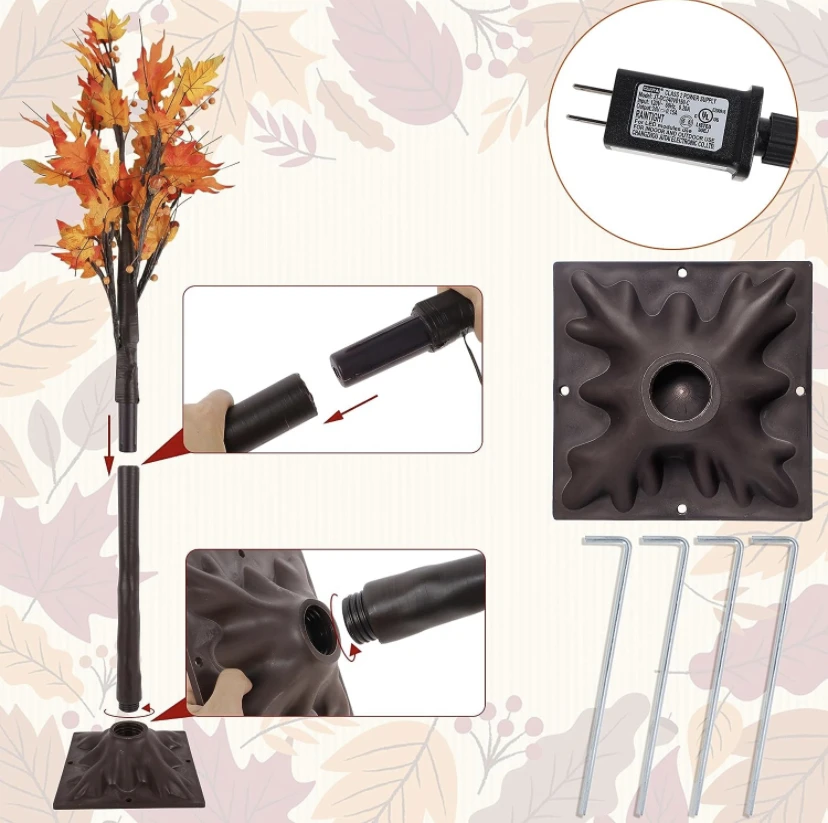 New Arrival Led Lighted Maple Tree   4 Ft Lighted  Artificial Tree For  Thanksgiving Harvest Fall Festival Halloween  Decoration