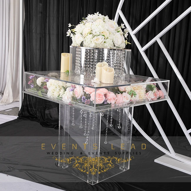 Wedding reception dessert table set clear acrylic cake table
