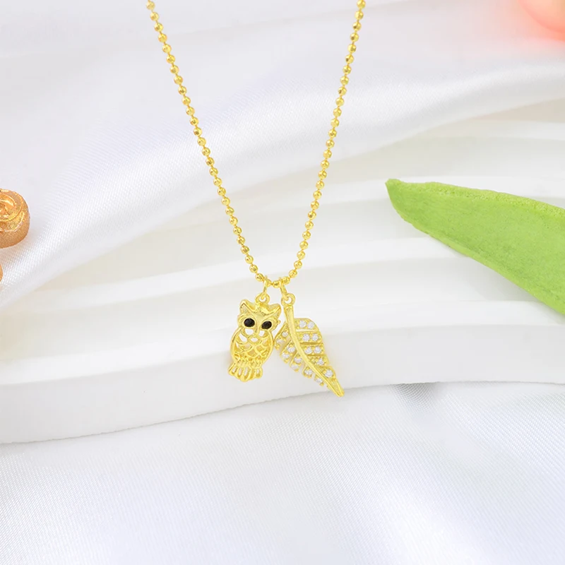 High Quality Metal Chain Elegant Charmed Owl Pendant Gold plated 925 sterling silver jewelry Necklace