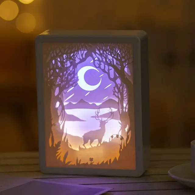3d paper shadow lamp fancy decoration led night light kids bedroom paper carving lamp home decoration accessories modern