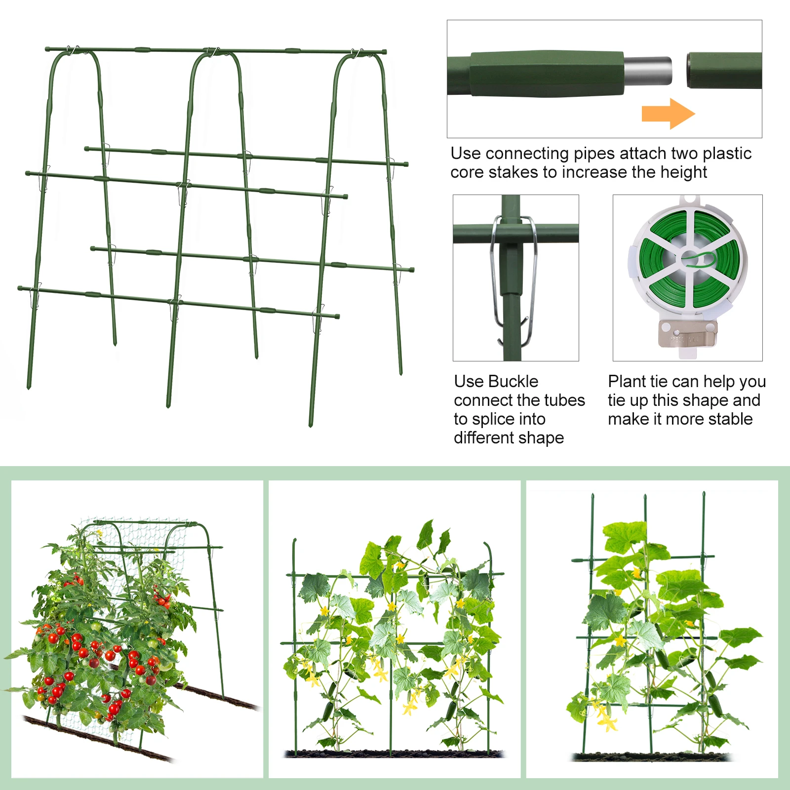 Cucumber rack Grape rack tomato cucumber climbing vine pole Garden covered plastic steel pipe support pole 160cm*40cm*160cm