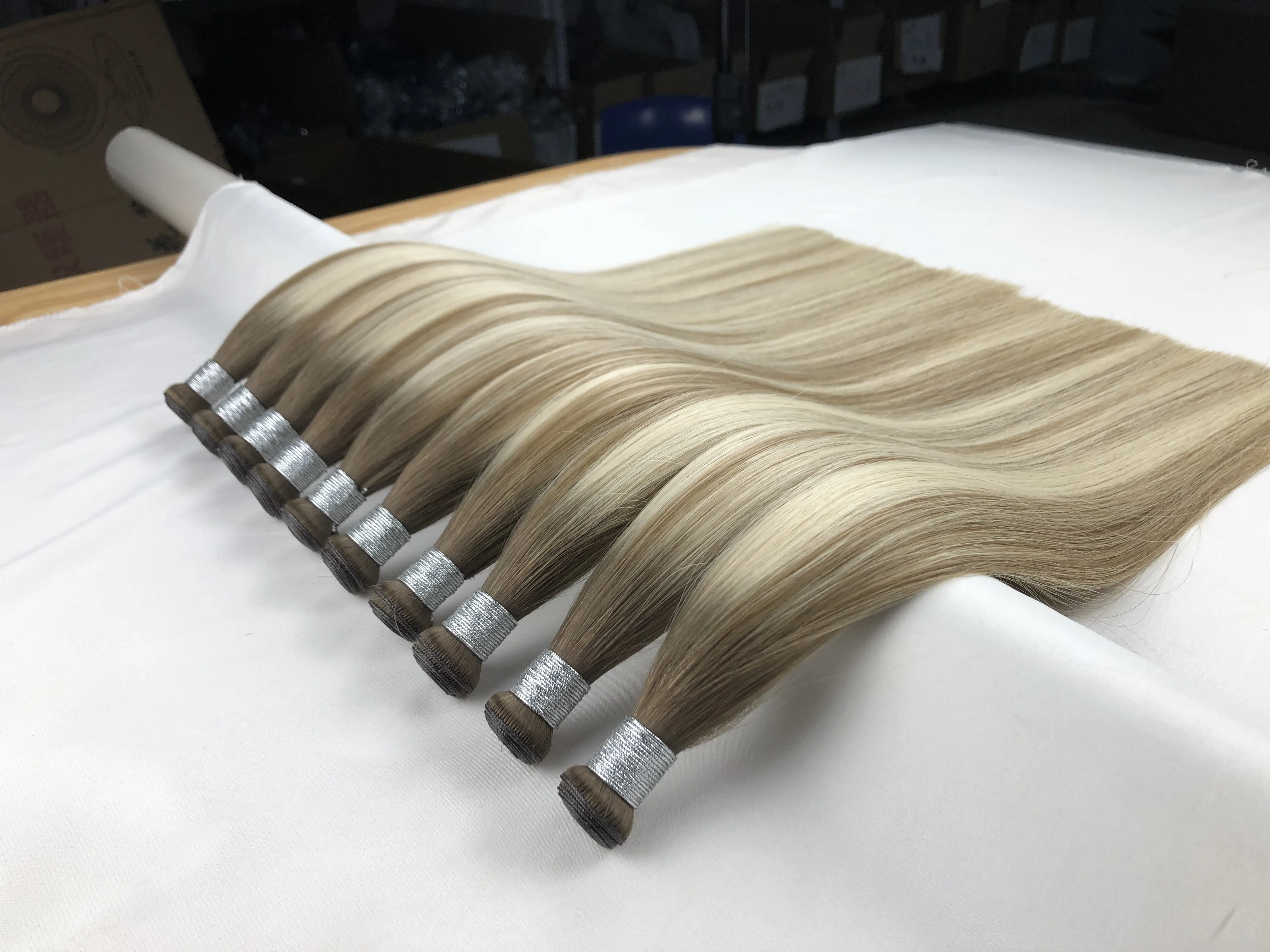 Competitive Price Russian Thin Invisible Hair Weft Double Drawn 100% Human Hair Genius Weft