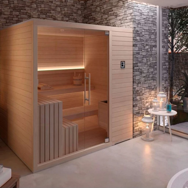 2022 Best Price Traditional Red Cedar 3 People Indoor Wood Sauna Rooms Low Emf Sauna For Sale