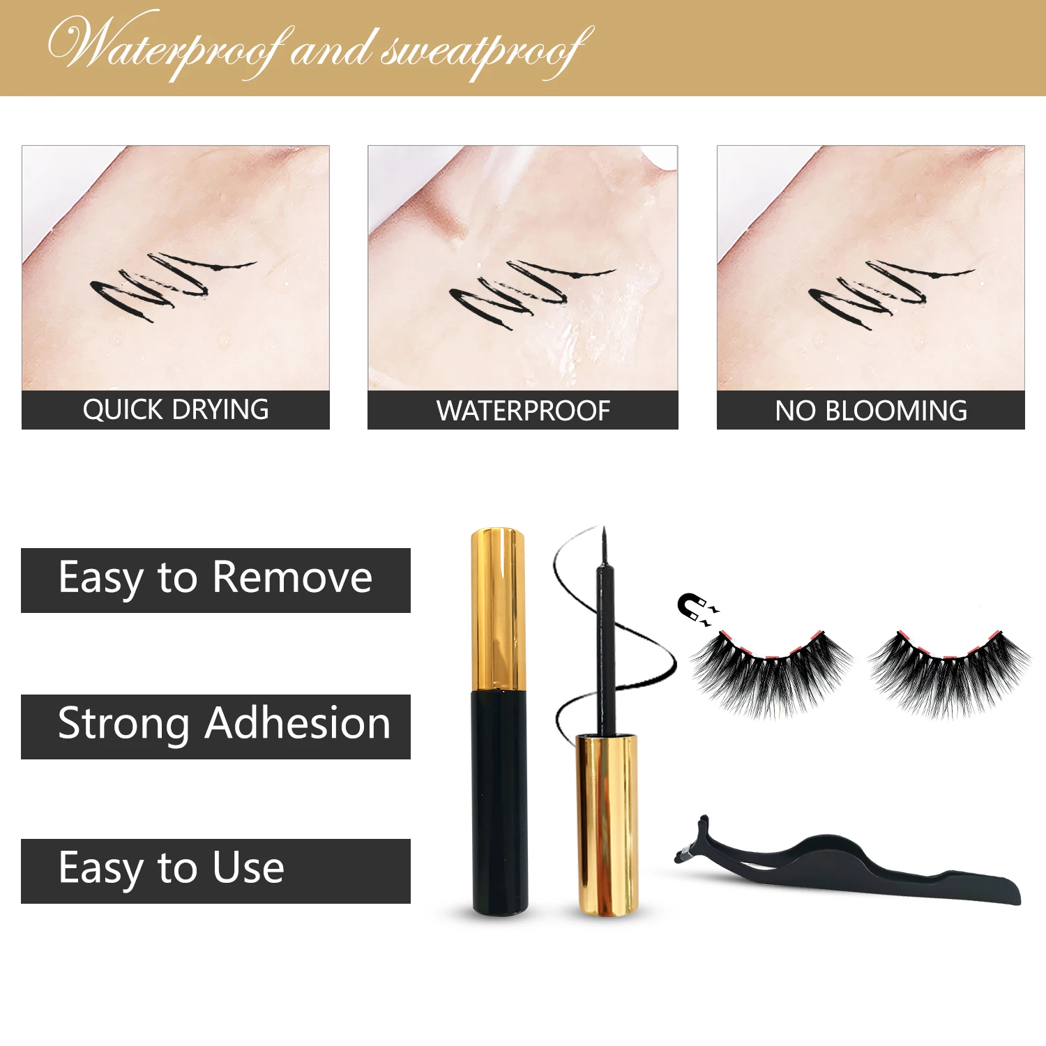 Custom Logo Magnetic Liquid Eye Liner Your Own Brand Private Label Waterproof Adhesive Magnetic Eyeliner Magnetic Liner Pen