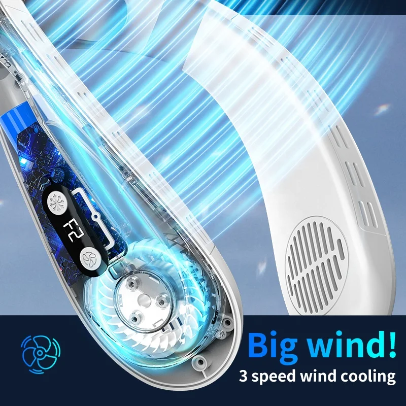 K011 Portable Neck Fan Rechargeable outdoor Hand-Free neck fans 3 Speed Adjustable portable Perfect for working cooling