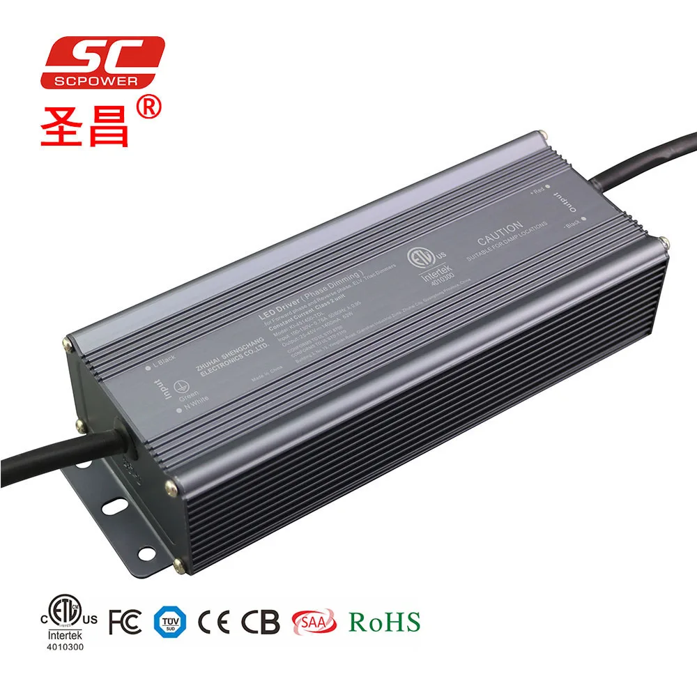 60W led driver with output 1400mA 25-45V Triac constant current dimmable led driver with TUV CE CB certificate