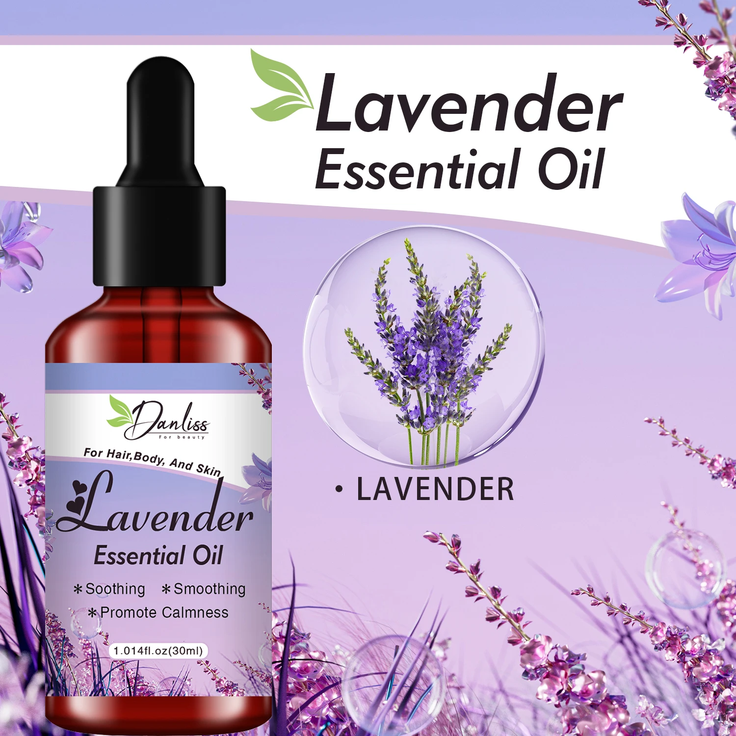 2024 New Arrivals OEM 3 In 1 Facial Hair Skin Body Care Serum Anti-wrinkle Moisturizing Hair Growth Lavender Massage Oil