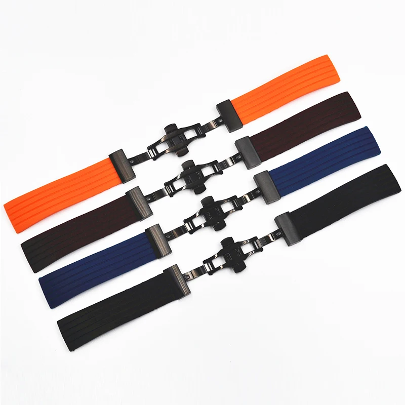 New style 304 stainless steel butterfly watch buckle clasp silicone changeable watch bracelet 20/22/24mm