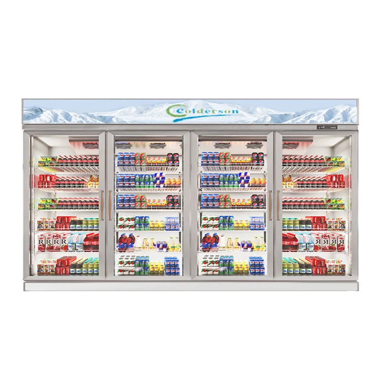 Best Selling  Supermarket 4 Doors Showcase Refrigerator for Beverage