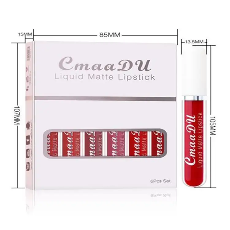 Hot wholesale customizable small batch 6 boxed lipstick set matte waterproof durable lip gloss