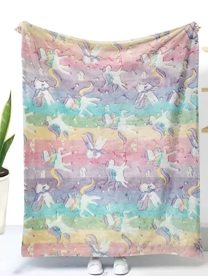 Kids Girls Boys Luminous Blanket Machine Washable Plush Fuzzy Flannel Blankets Glow in The Dark Throw Blanket