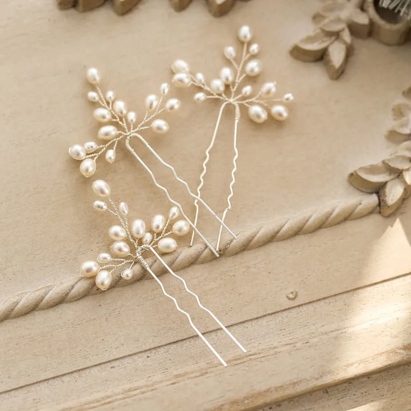 SLBRIDAL ручной проводной пресноводным жемчугом свадебные заколки для волос аксессуары для волос стикеры женская обувь для подружки невесты; Украшения для волос аксессуары для волос