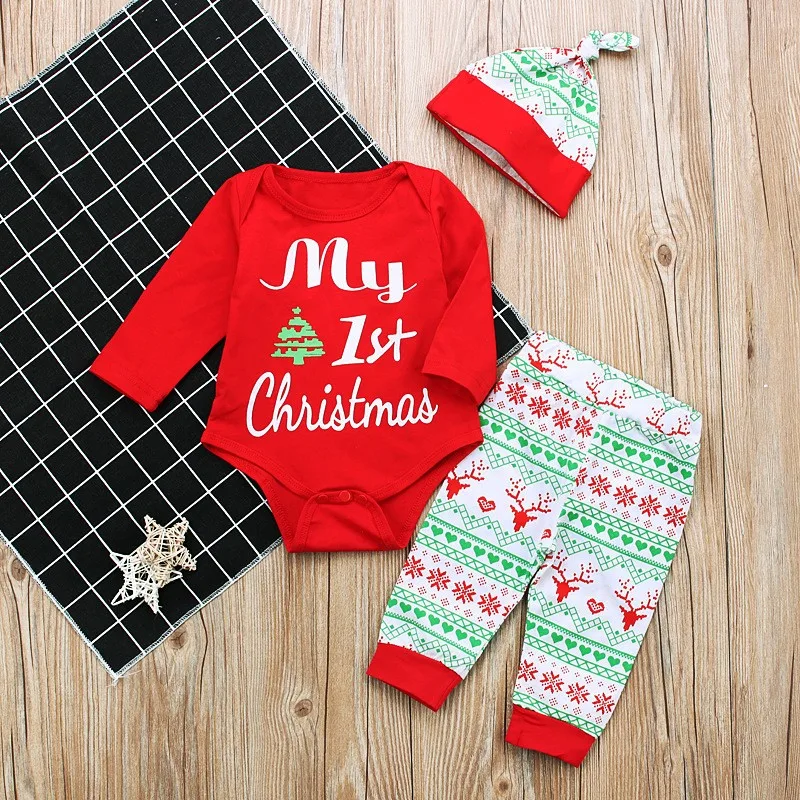 2023 My First Christmas Baby Clothes Set 0-18 Months 4pcs New Year Christmas Costume For Toddler Baby Girls Boys Outfits