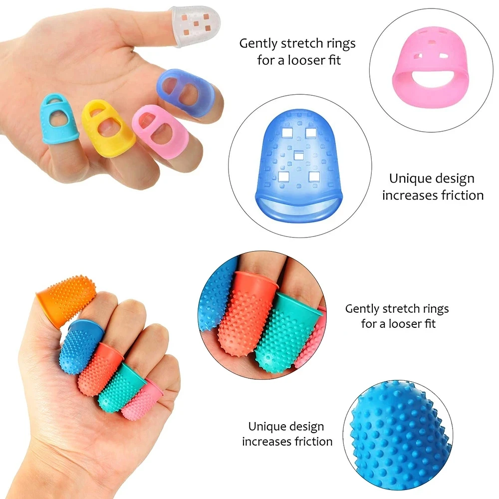 5Pcs/Set Best Selling Sewing Rubber Thimble Silicone Finger Protector Handmade Knitting Quilting Needles Craft Accessories