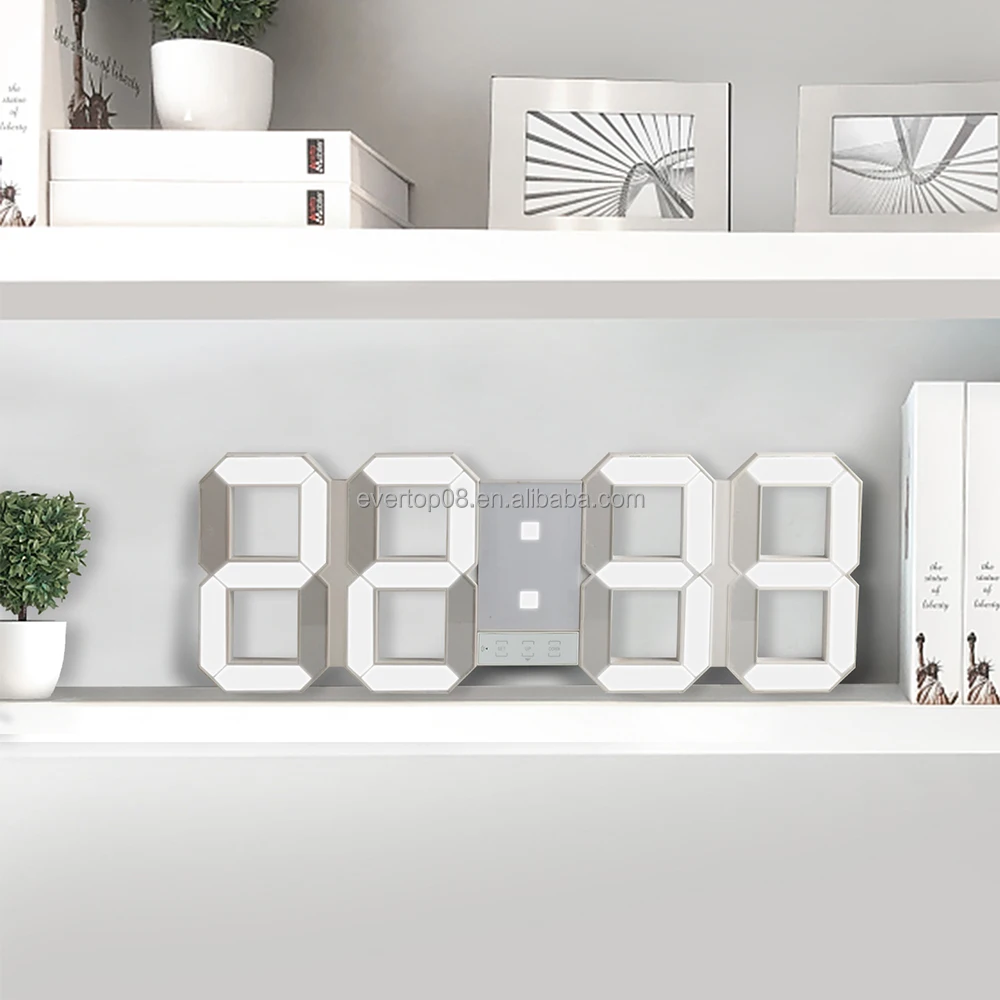 3D numbers desktop and wall mounted LED calendar alarm frame clock