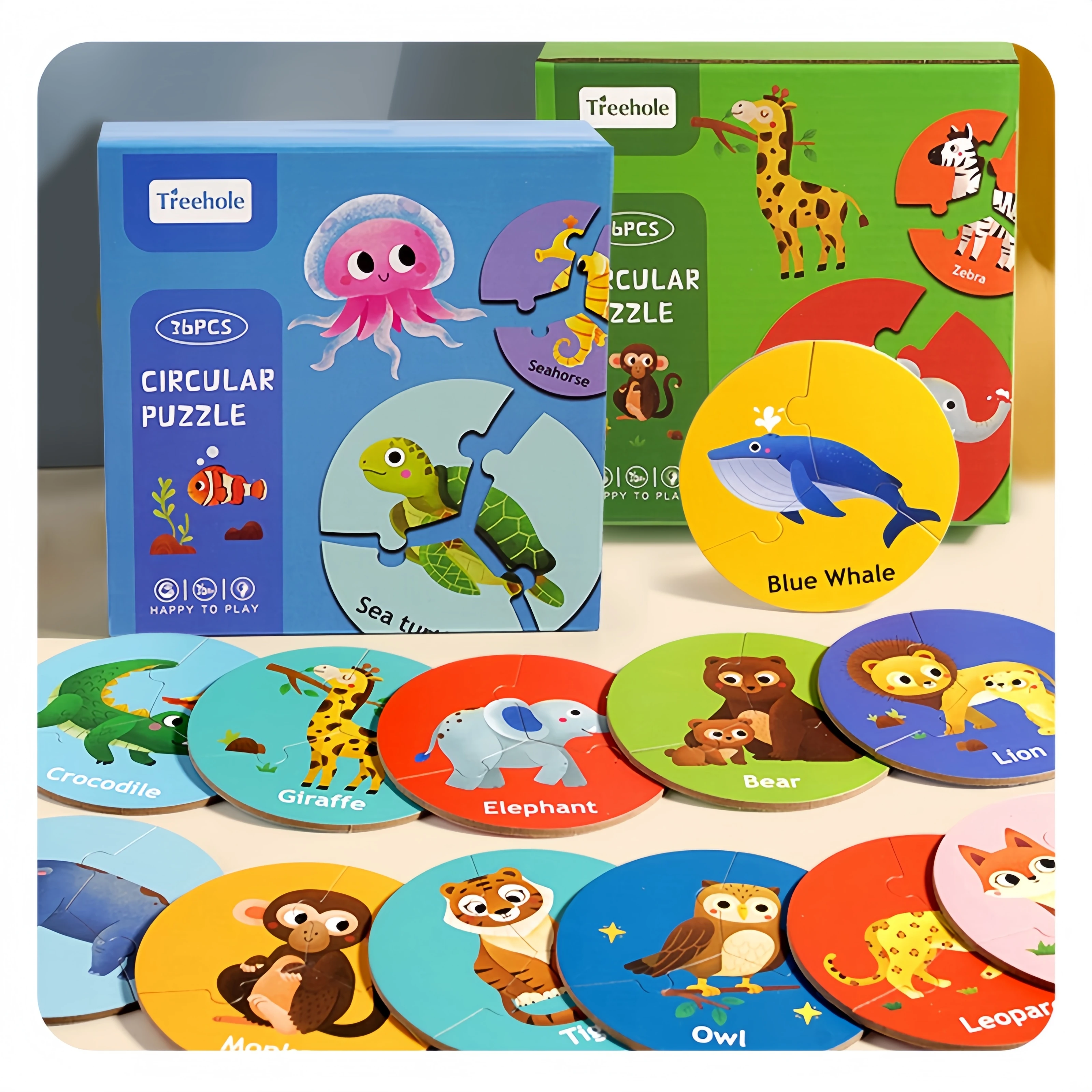 Children Puzzle Board Game Wooden Pair Animal Matching Puzzle Interactive Focus Logic Training Toy Educations Toys For Kids
