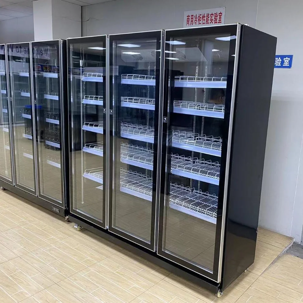 Держите напитки охлажденной черной рамкой 3 двери охладитель напитков дисплей холодильник