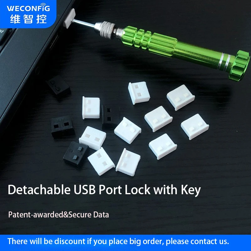 Special Design Type A USB Port Data Security Locking Device Physical USB Port Lock Set with Key Custom Packaging