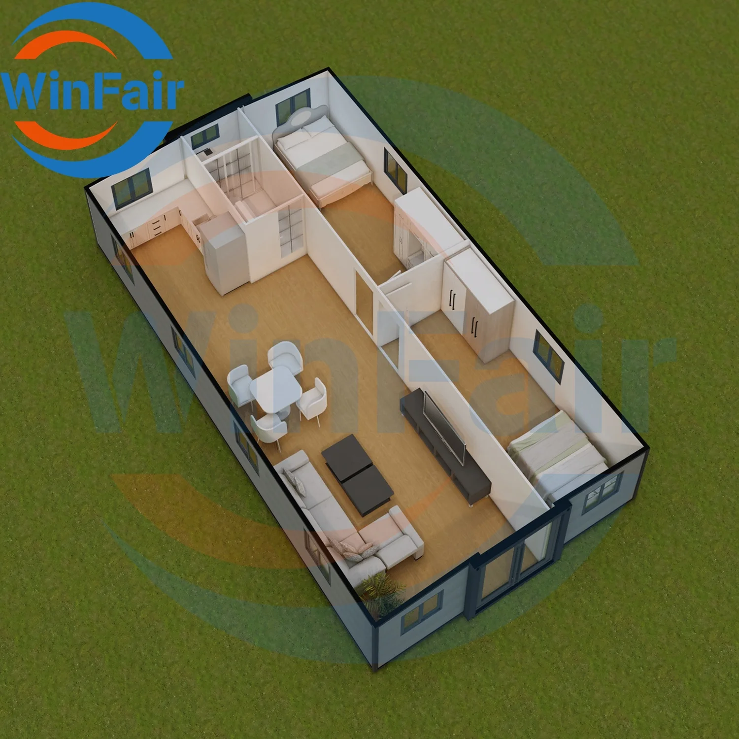 WinFair Container Homes 40Ft Foot Luxury Modern Prefabricated 2 Bedroom Expandable Container Mobile House Ready For Living