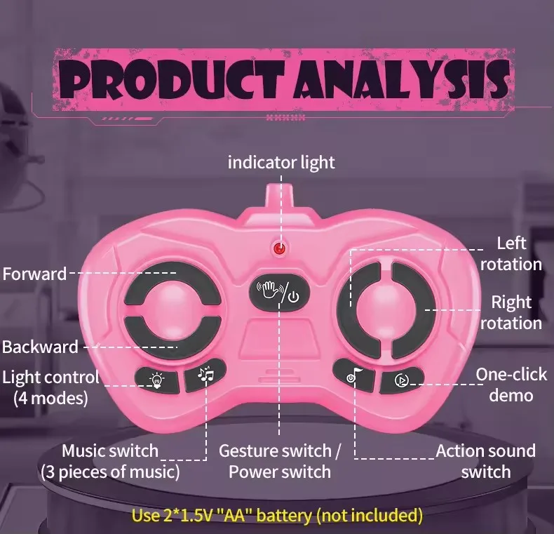 2024 New Interactive Mini Space RC Smart Electric Robot 2.4GHz Remote Control Model Kids Featuring Light Music Durable Plastic