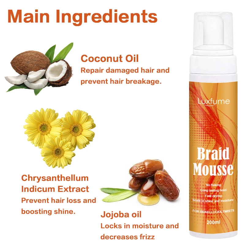 Luxfume Braid Mousse Private Label Anti Frizz Braiding Moisturizing Hair Mousse For Braids
