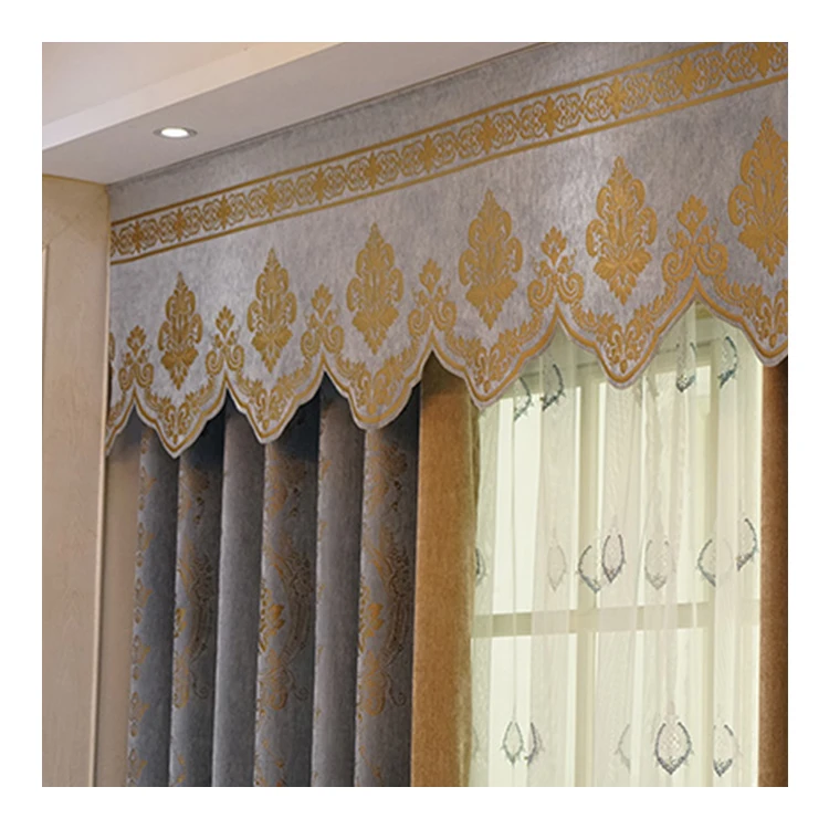 European style decoration window curtains Jacquard Curtain with valance design