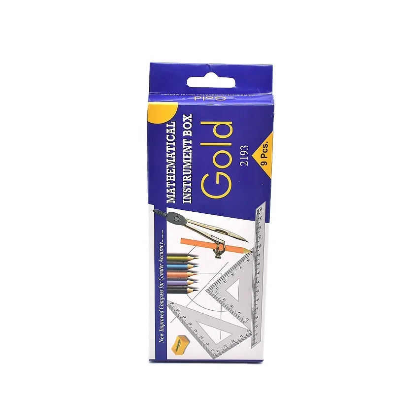 made in China student mathematical tools for school pipul geometry box metal box math sets