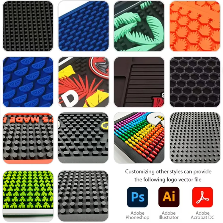 High Quality custom logo  bar mat silicone pvc black  jagermeister bar mat