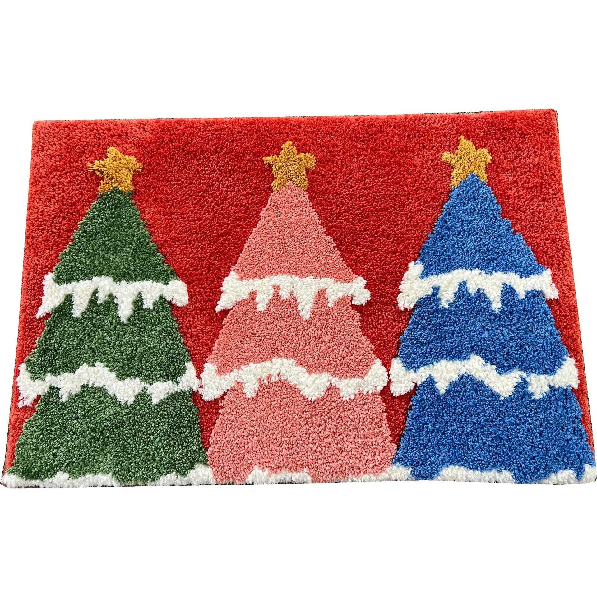 Bathroom Door Mat Water Absorbing Household Entrance Door Mat 3D Three-dimensional Tufted  Christmas Carpet