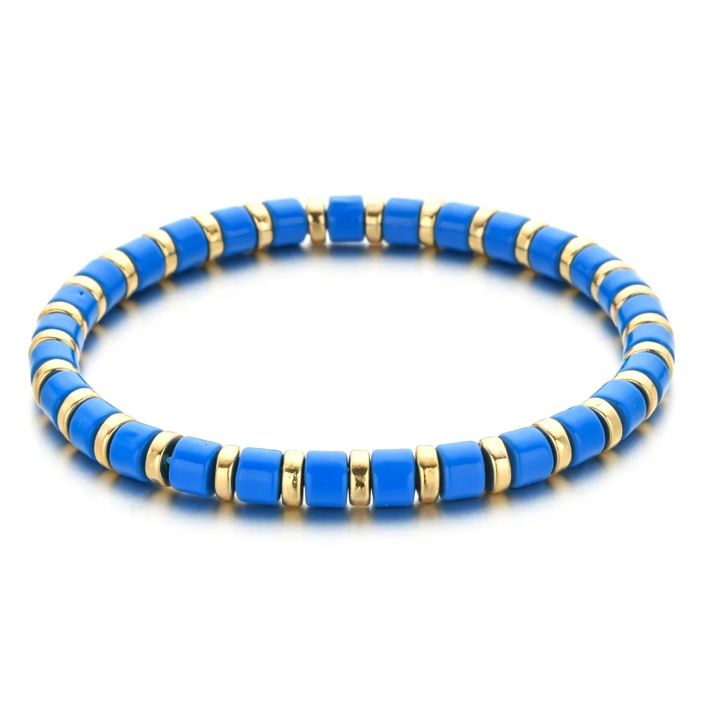 ZMZY New Arrival Orange Blue Spring Summer Rainbow Enamel Tile Beads Bracelet For Women