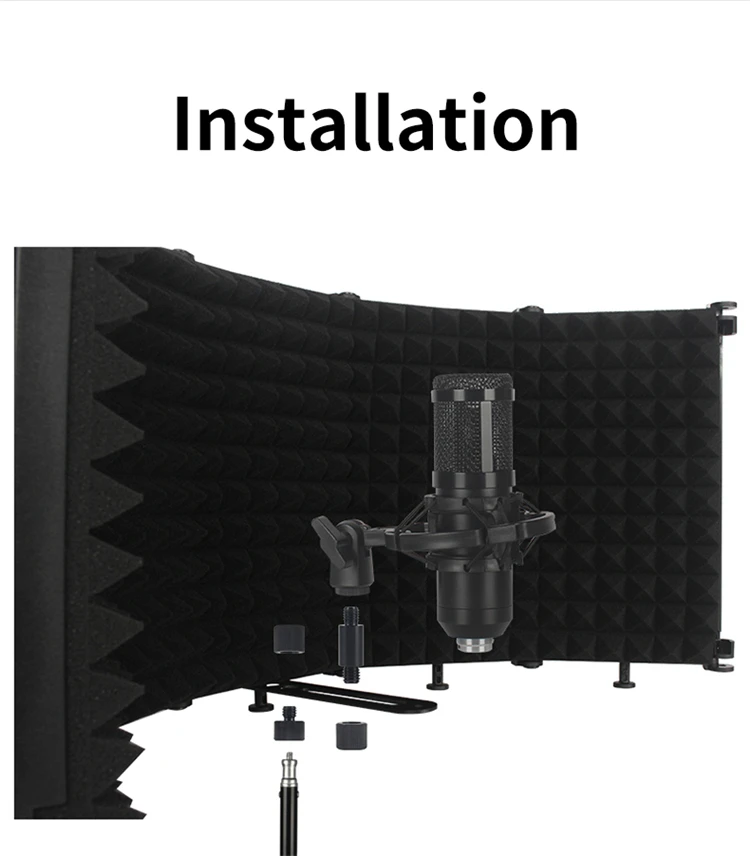 Foldable Microphone Isolation Shield Soundproof Microphone Filter For Studio