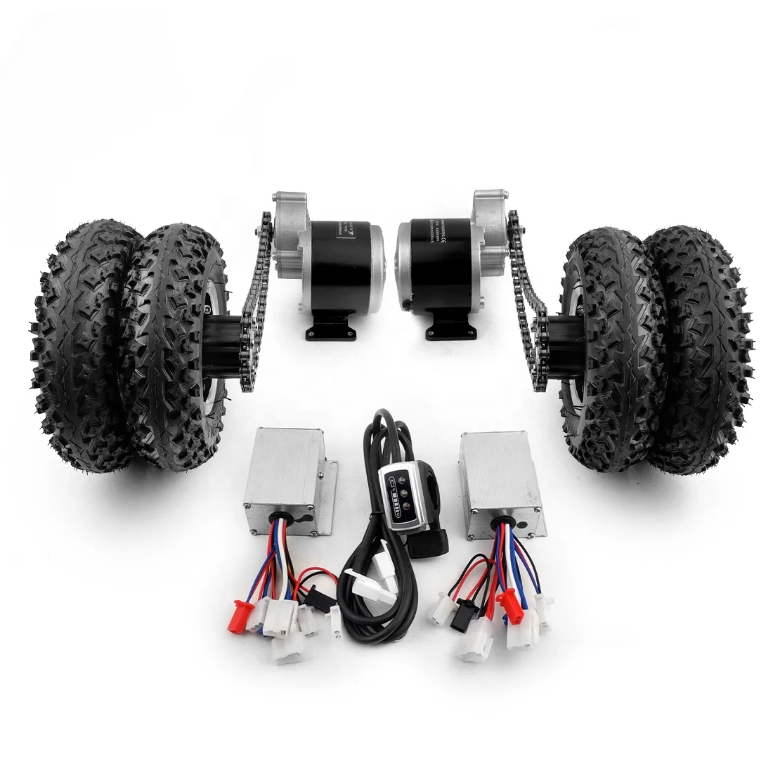 L-faster 8 Inch Off-road dual Wheel Dual Drive 350W Geared Motor Chain Kit Reverse Switch For Electric Barrow Trolley Wagon Bike