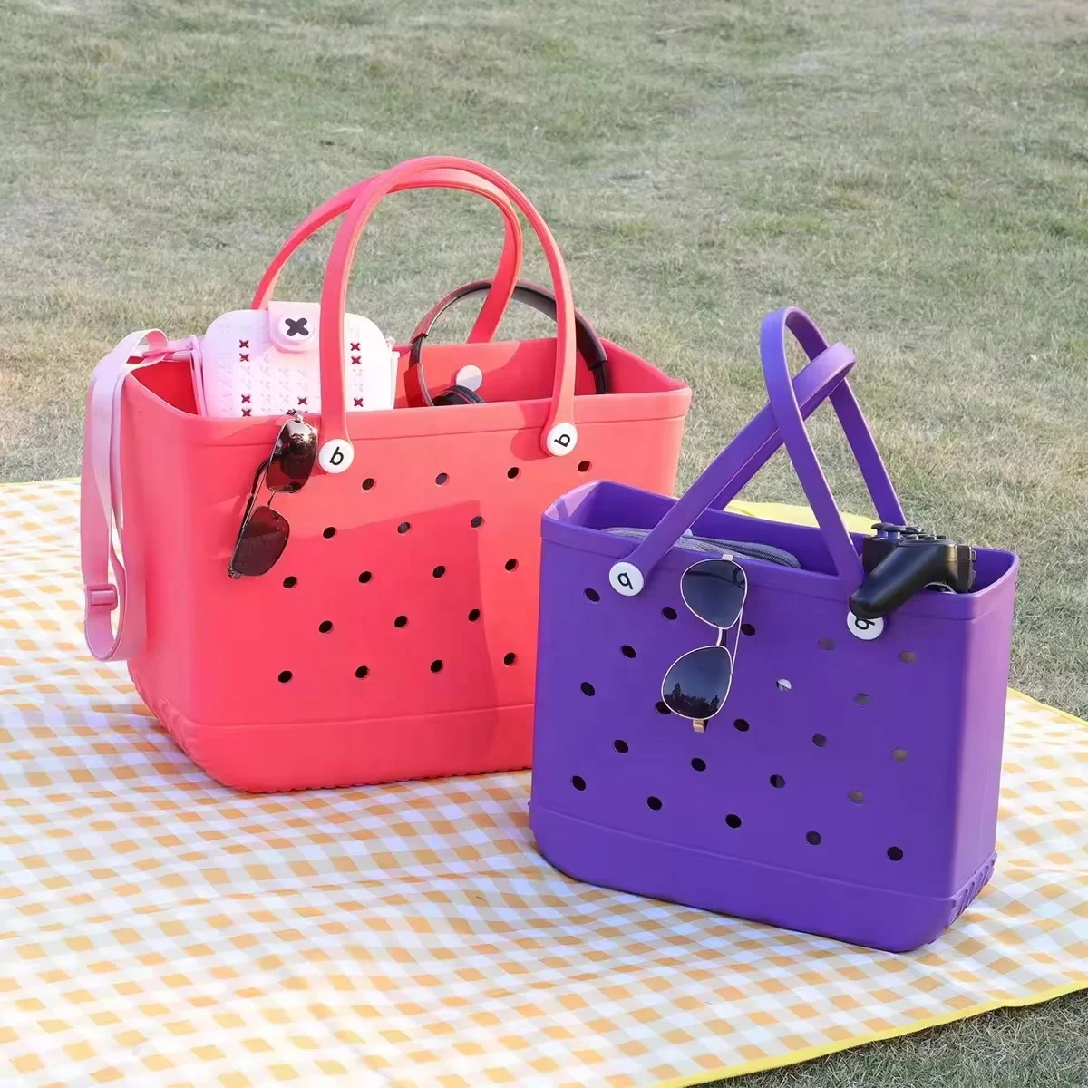 2024 Customize Size eva tote bag DIY Durable Simply Rubber eva beach bag For the Beach Boat Pool Sports