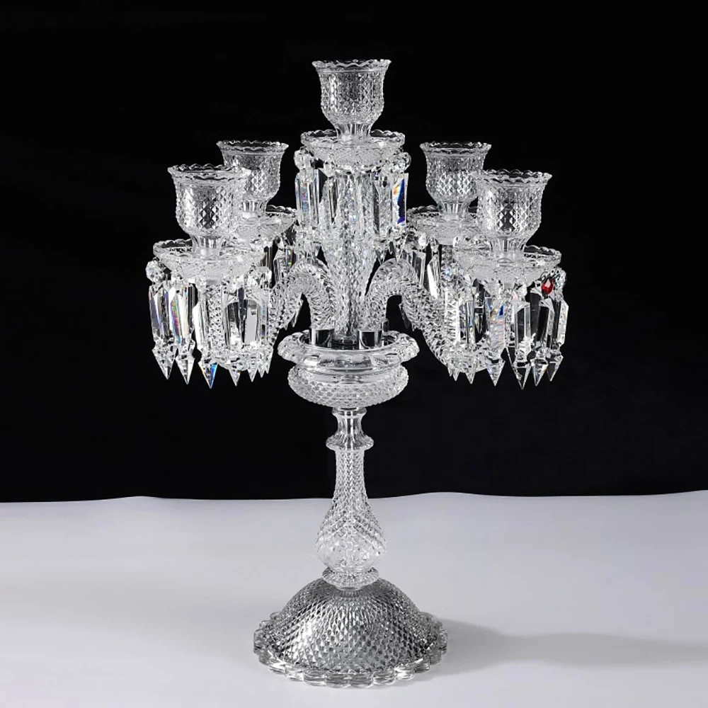 63 Cm New Crystal Unique Candelabra Centerpiece High Quality Wedding Candelabra 4 Arms Table Centerpiece Candle Holders