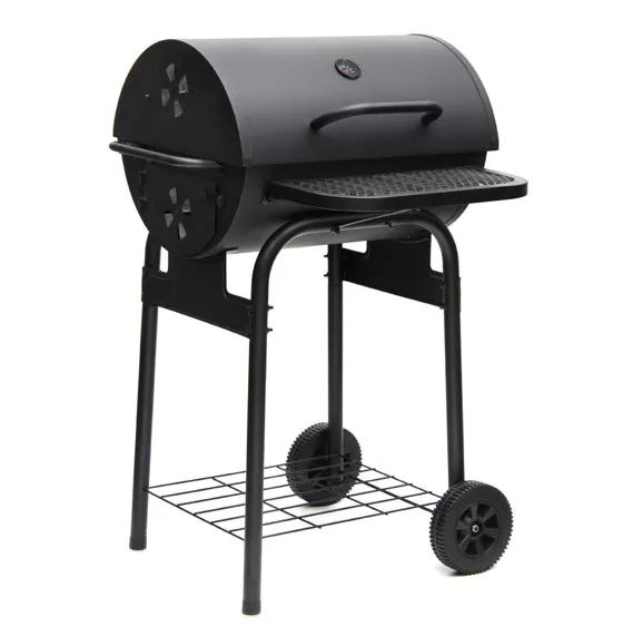Hot sale oil drum BBQ grill trolley barbeque charcoal wood BBQ