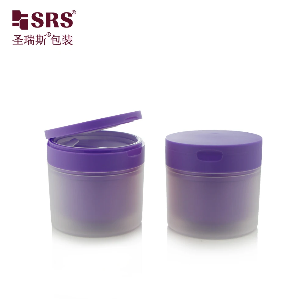 4 oz plastic jars with lid double wall PP PCR flip cap eye mask container with  pincet