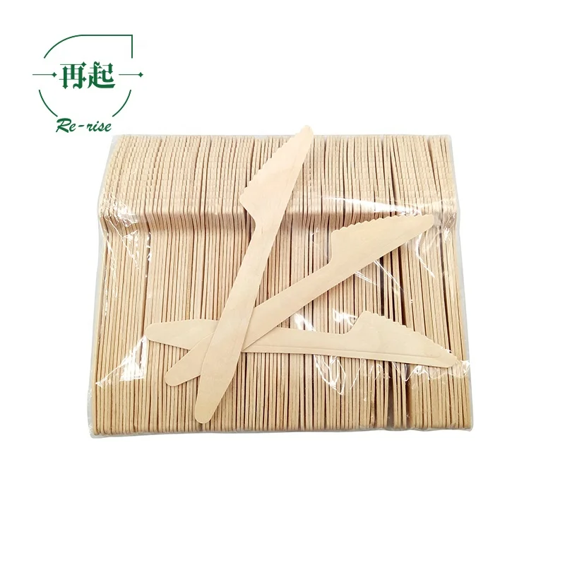 
165mm Disposable Wooden Knife with Embossed Handle, Flag Shape 