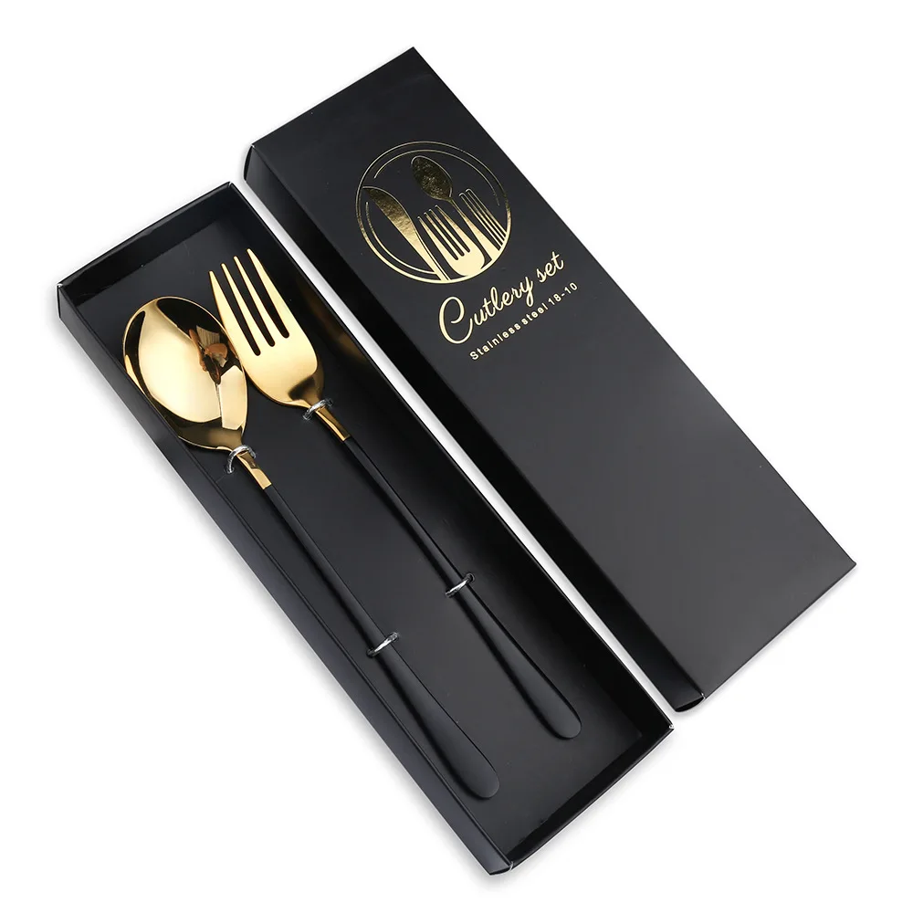 Luxury 304 Stainless Steel Reusable Korean Cutlery Set Spoons And Forks Stainless Gold Spoon And Fork Set