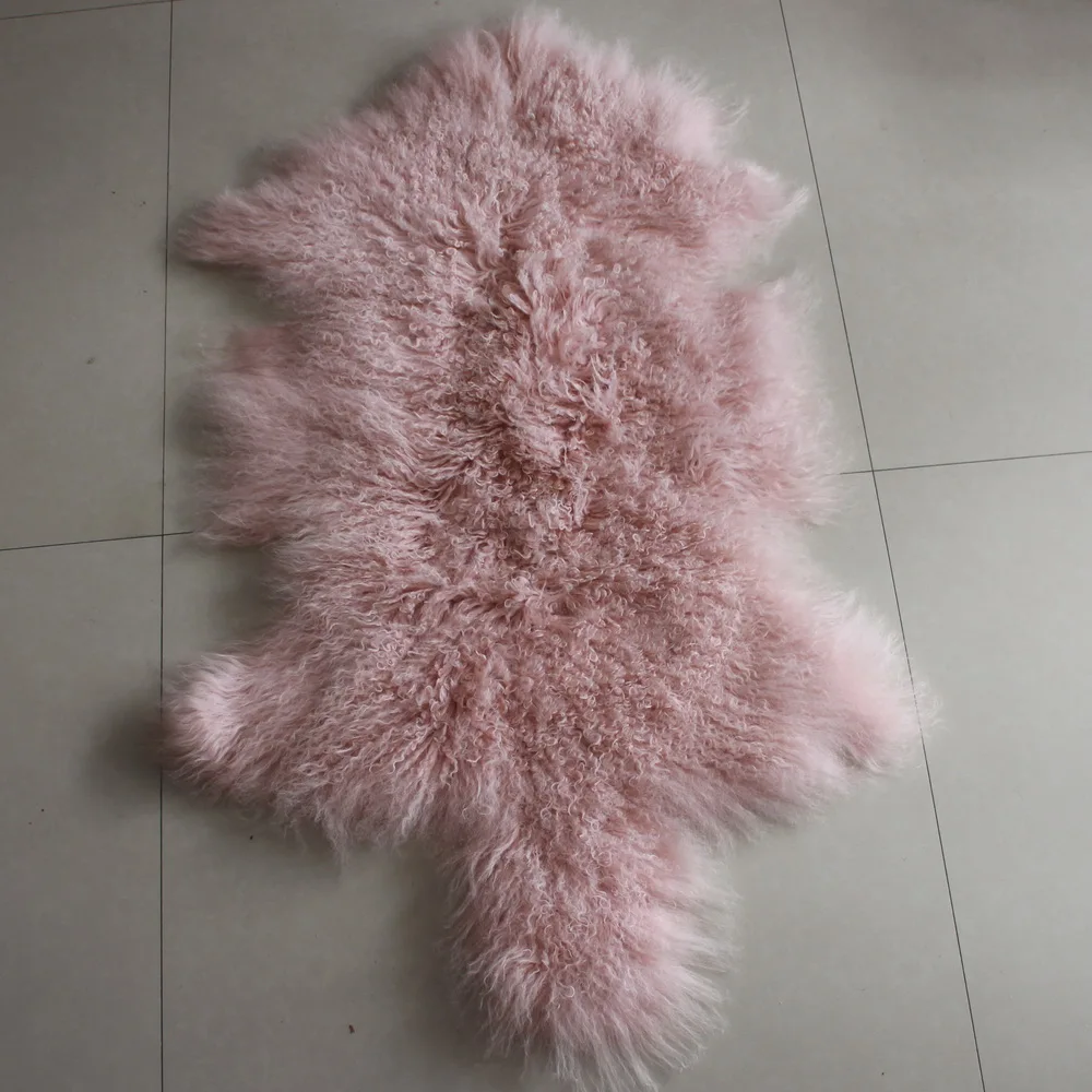 CFR50 Handmade long pile wool Mongolian lambskin fur carpet rug for home kitchen floor hotel