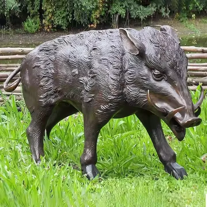 Bronze wild animal garden wild boar statues Animal Pig sculpture