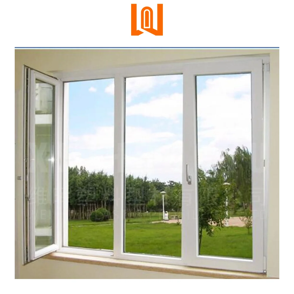 WANJIA European design soundproof UPVC casement window house vinyl courtyard PVC windows french windows