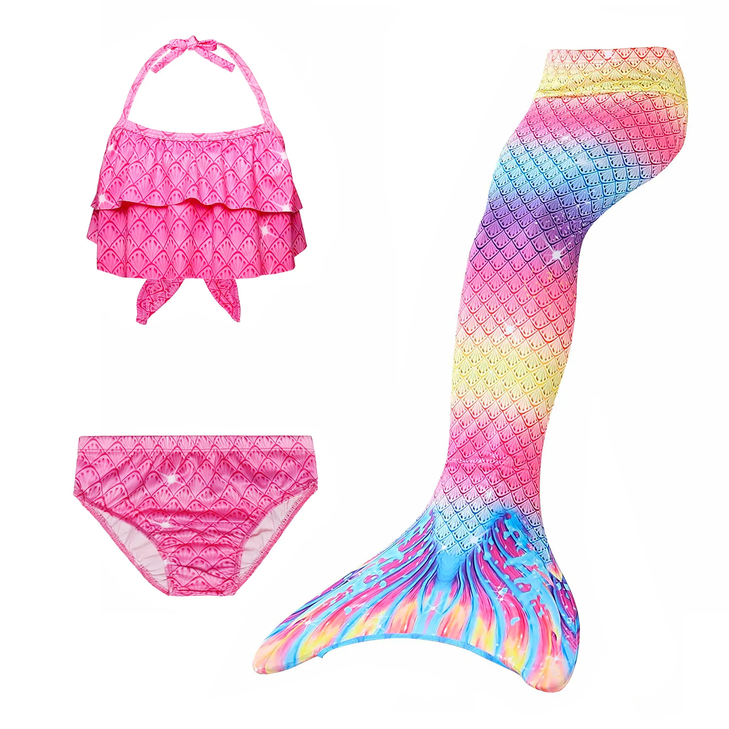 3PCS Children Mermaid Tail Bikini Swimwear girls mermaid tail for swimming swimsuit