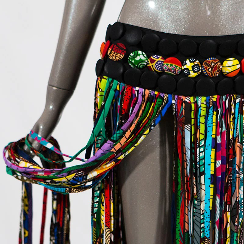 
Bulk African Beads Handmade Jewelry Skirt African Ankara Necklaces Jewelry Conversion Piece Rope Necklace Shawl Tribal SP017 