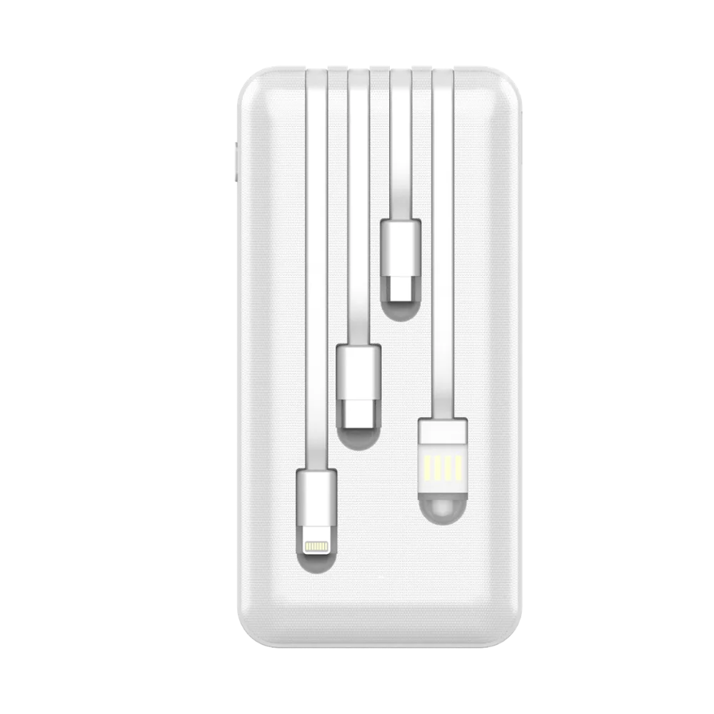 Низкая цена бытовая электроника внешний аккумулятор 10000 мАч USB-порт с 4 зарядными кабелями